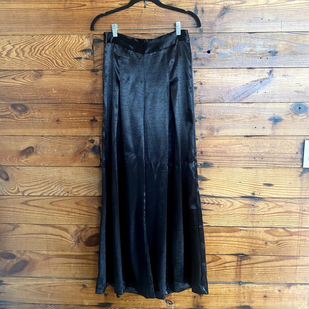 Black Satin Wide Leg Flare Pants size small